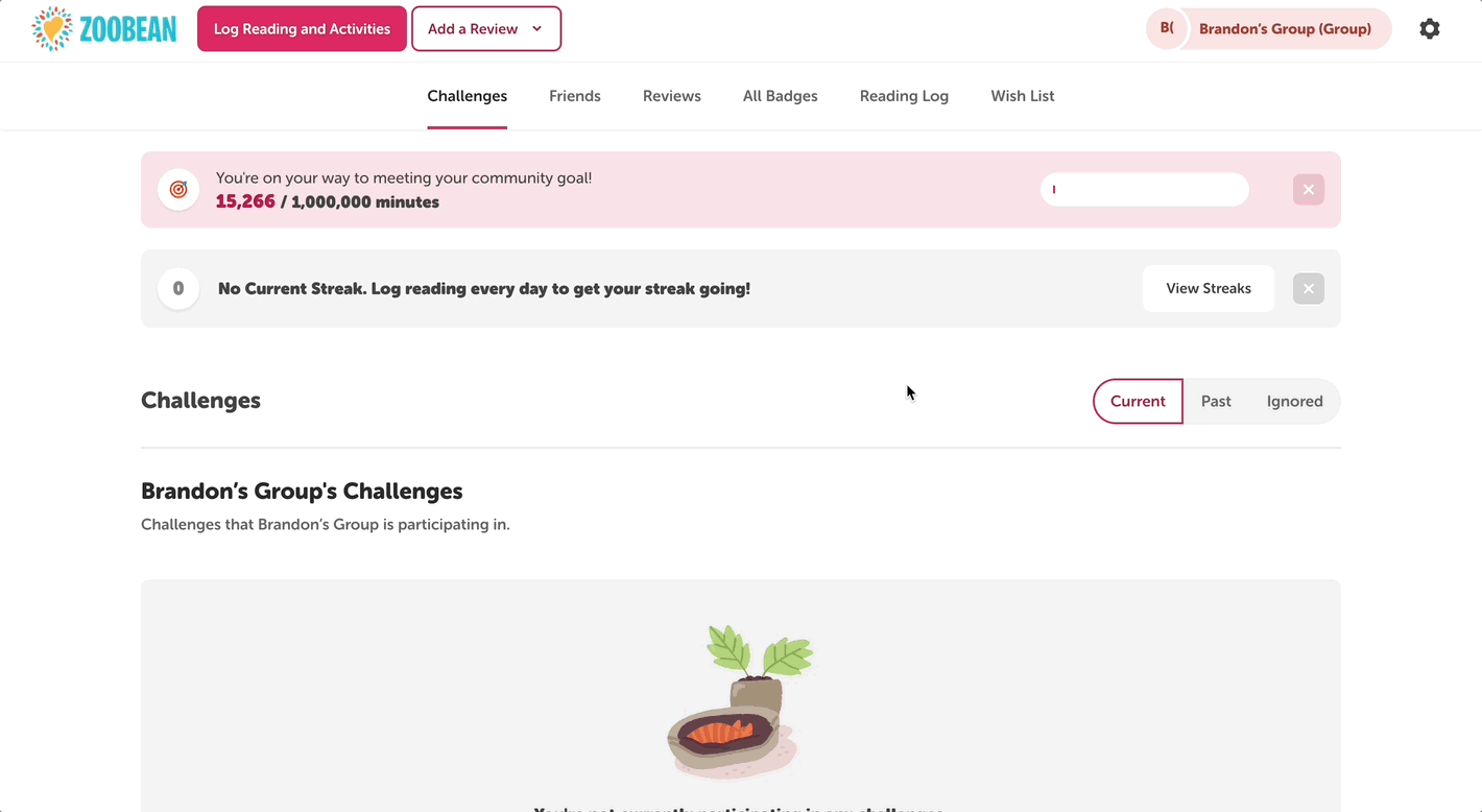 Adding a group to an existing group account from the reader view on a library site-1