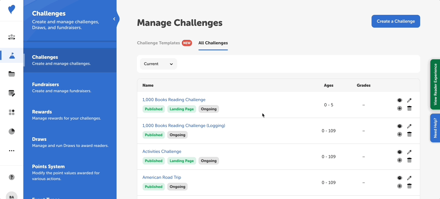 Creating a points challenge with repeatable and non-repeatable activities