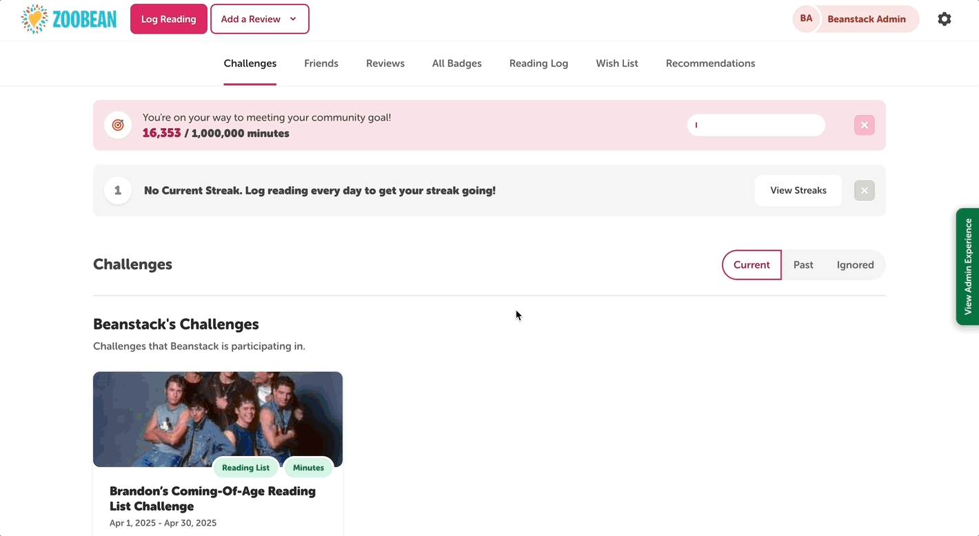 Creating a wish list on the reader view of a library site