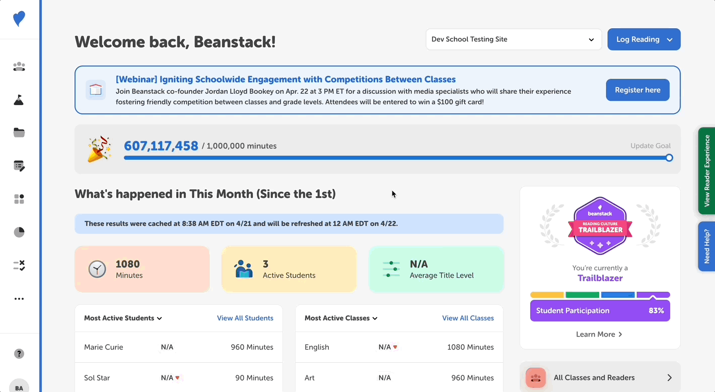 Editing a bingo card layout for a challenge on the admin view