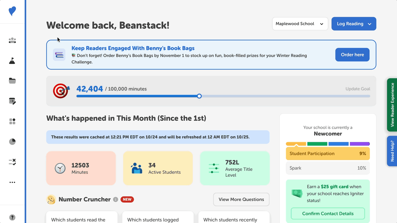 Editing a community goal from the admin view of a school site