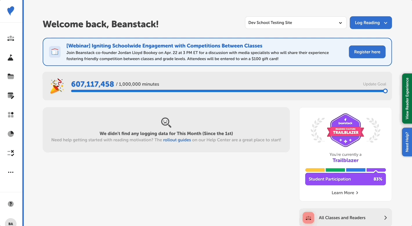 Enabling a log type via a challenge template setup on the admin view