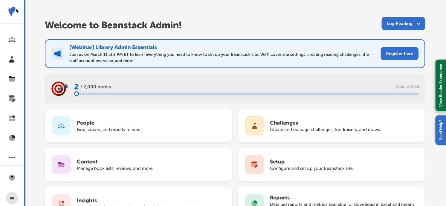 Enrolling a patron in a challenge from the admin view
