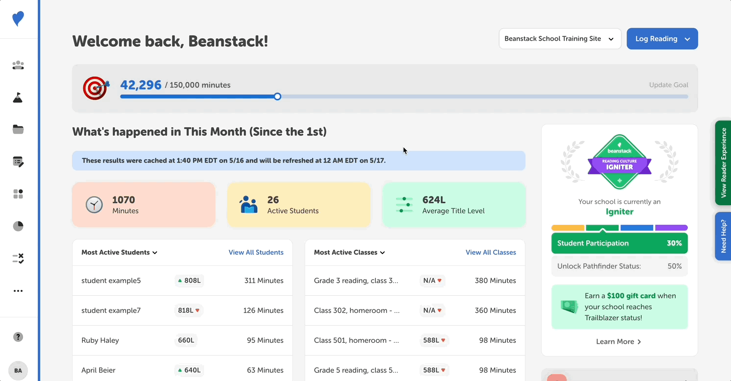 Following the process of importing a CSV of classroom library titles from the media specialist plus view of a school site