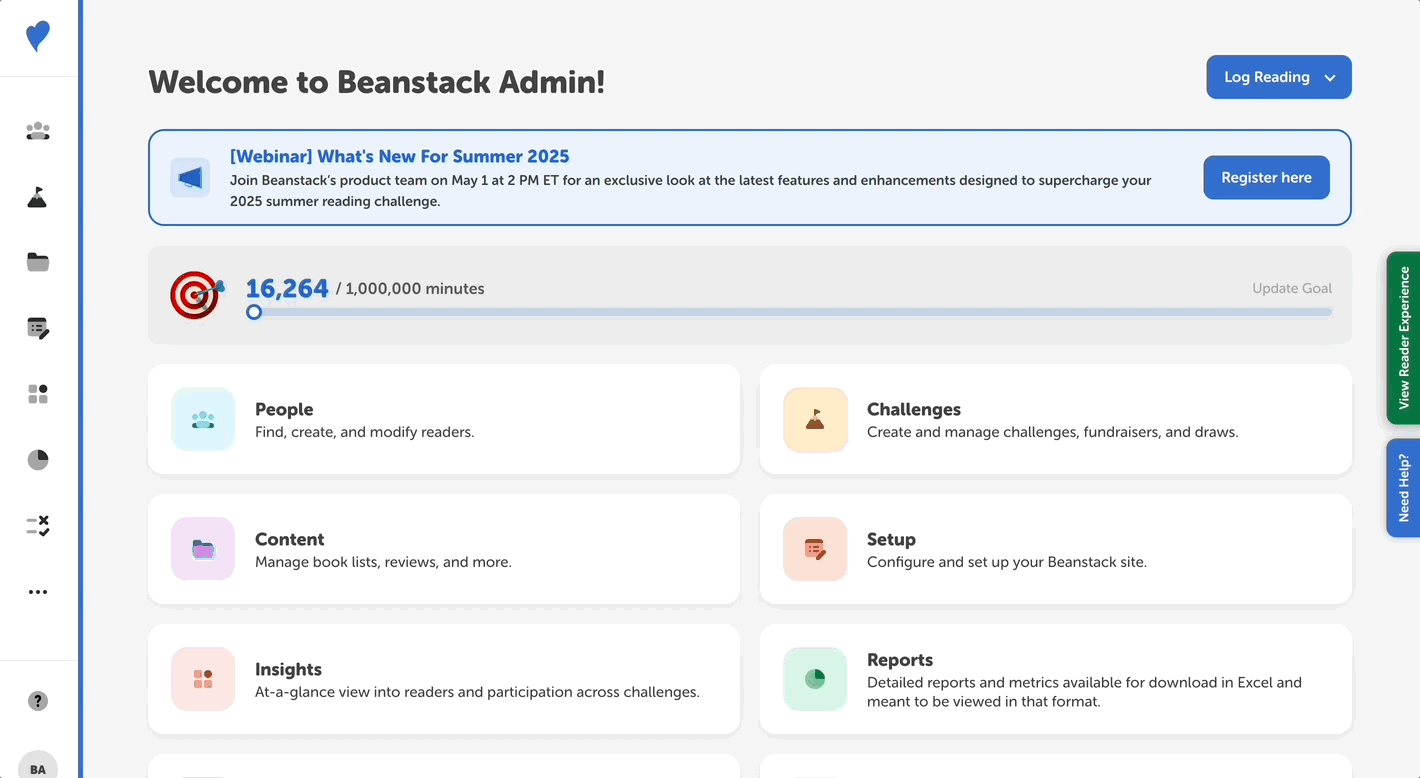 Linking to another book list from an outside site from the admin view