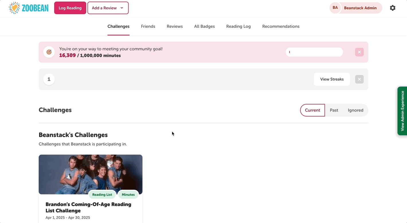 Logging for a reading list challenge on the reader view