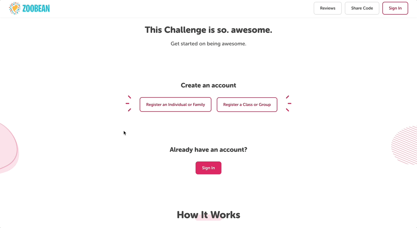 Registering a group account from a library site landing page