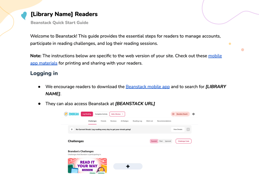 Libraries: Library Beanstack Quick Start Guides