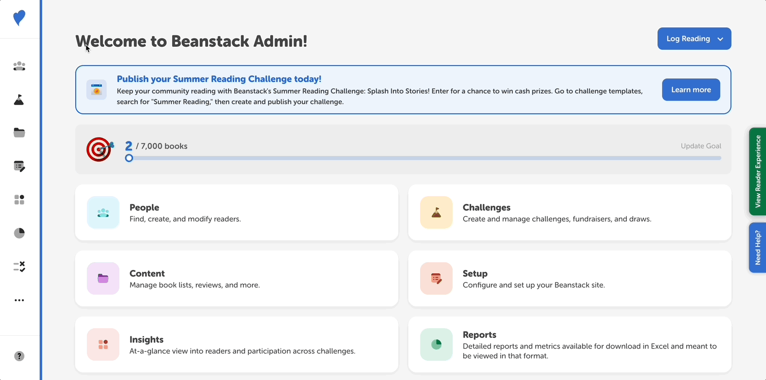 Searching for a reader on the admin view to earn or un-earn a badge