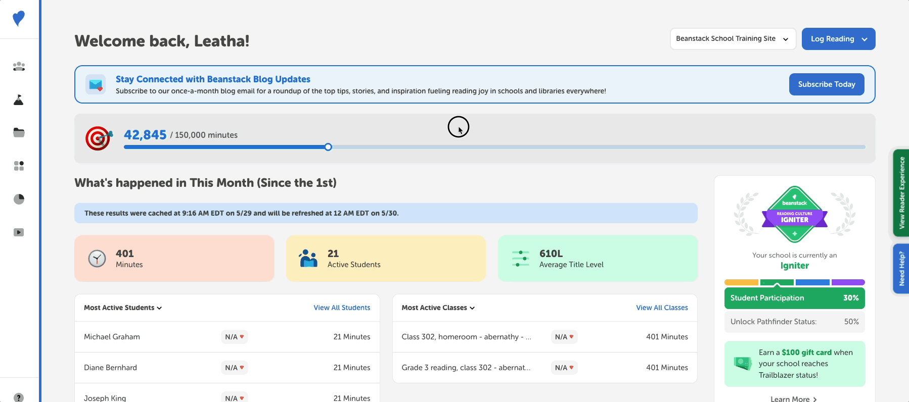 Sending a friend request to another staff person as a school staff member from the reader view on a school site