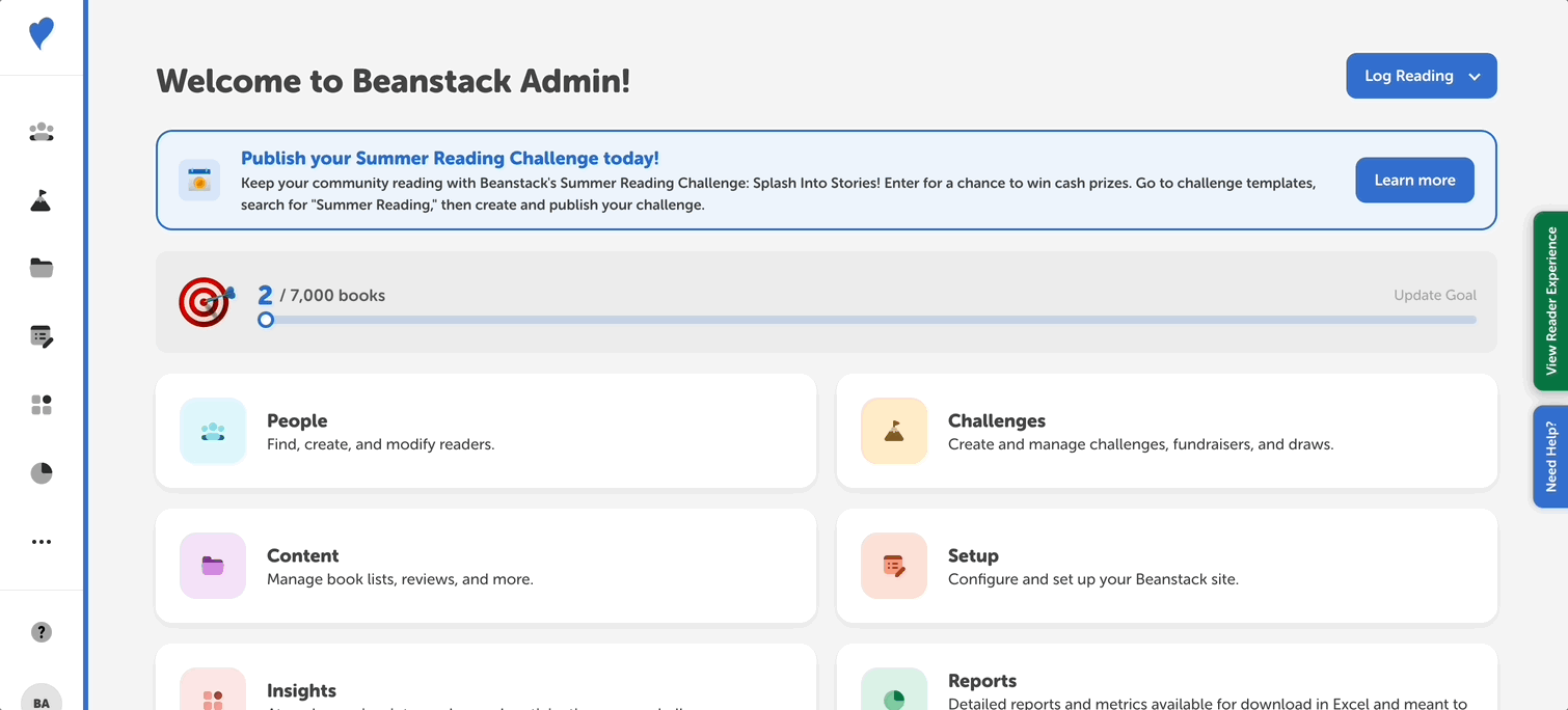 Switching from from the admin view to the reader view (1)