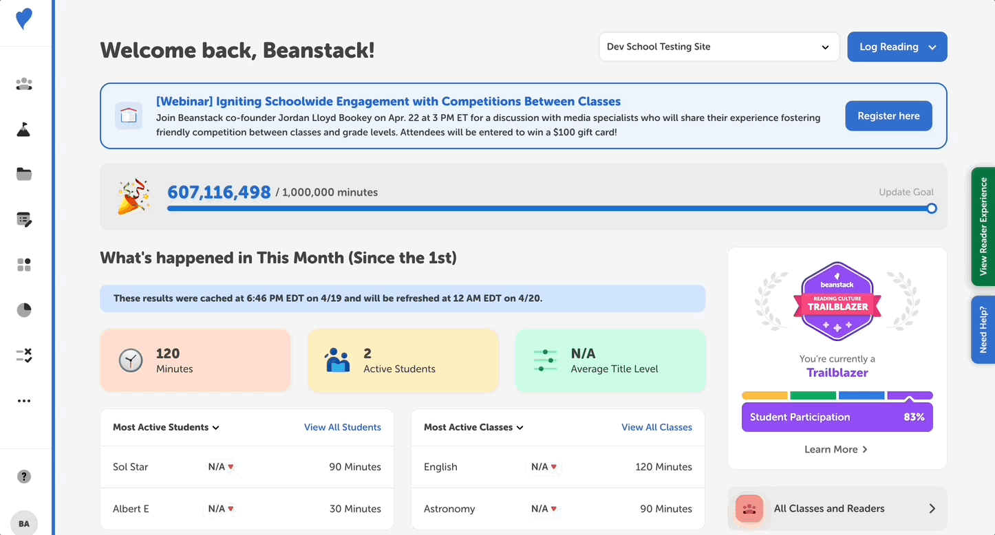 Toggling achievement settings on the admin view