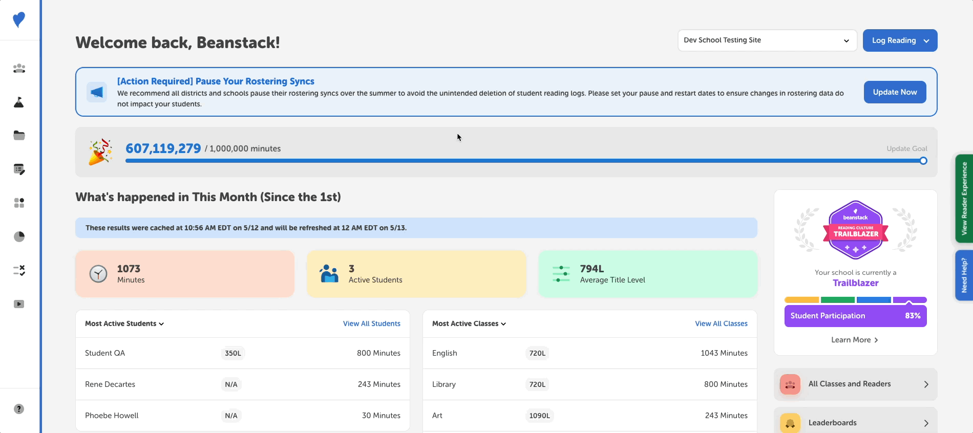 Toggling between separate school sites from one staff account on the admin on the admin view