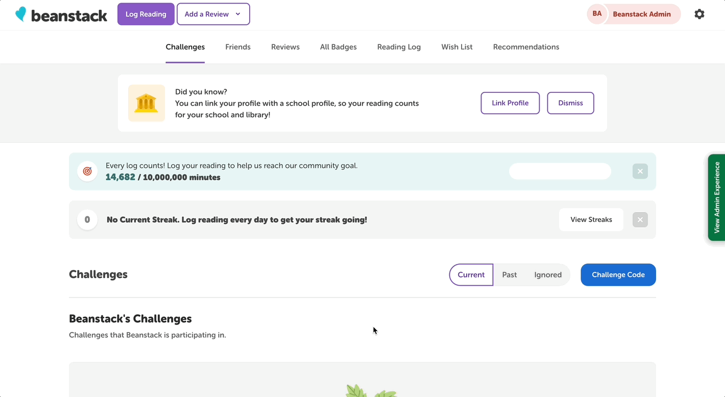 Toggling personalized recommendations from the reader view of a library site
