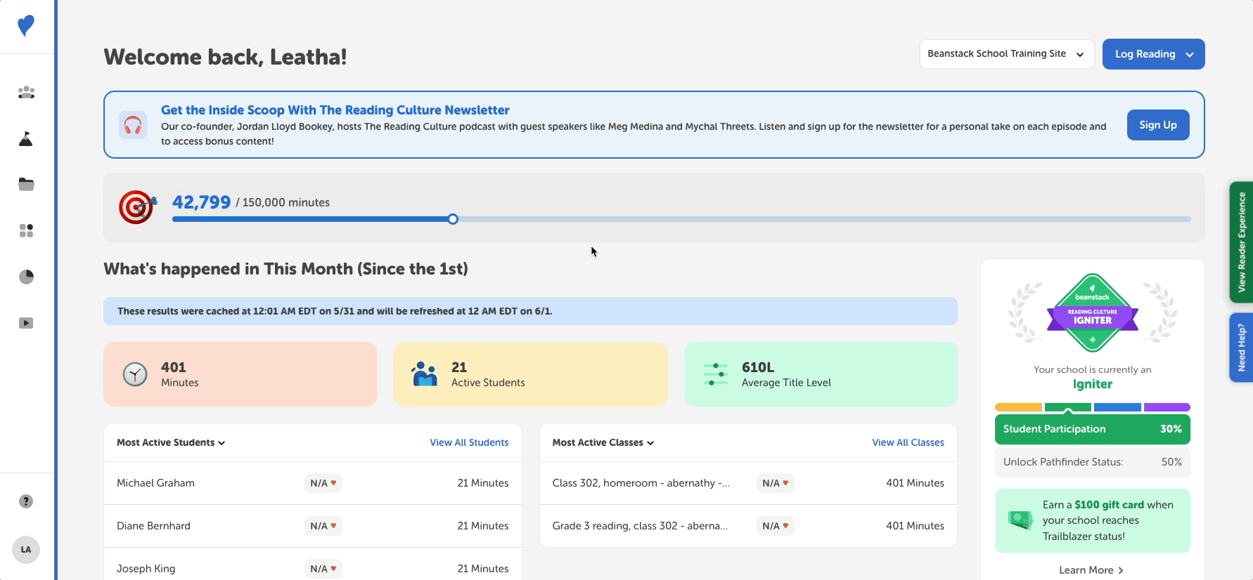 Viewing a review written by a specific student from the admin view of a school site