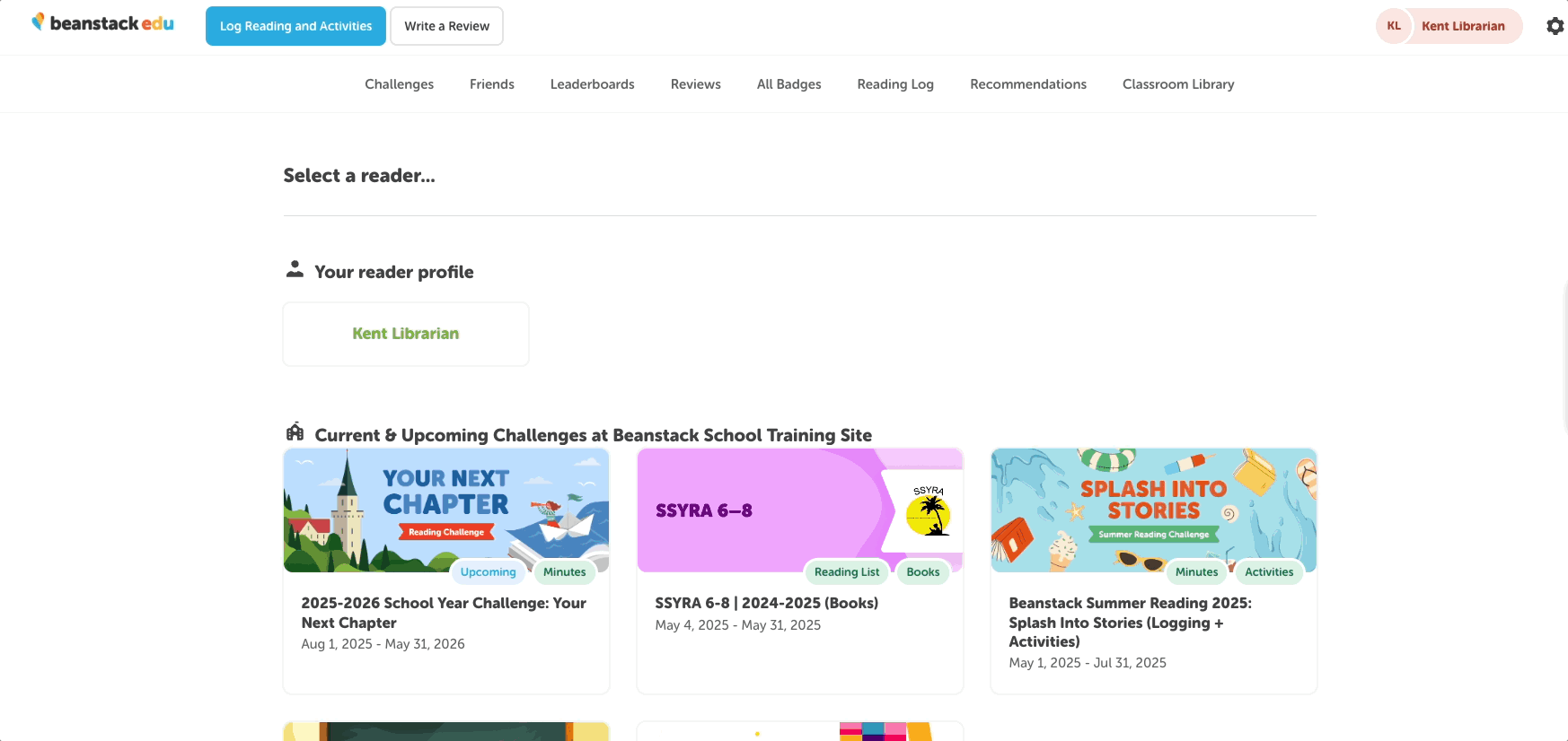 Viewing a specific reading session and printing the reading log from the reader view of a school site