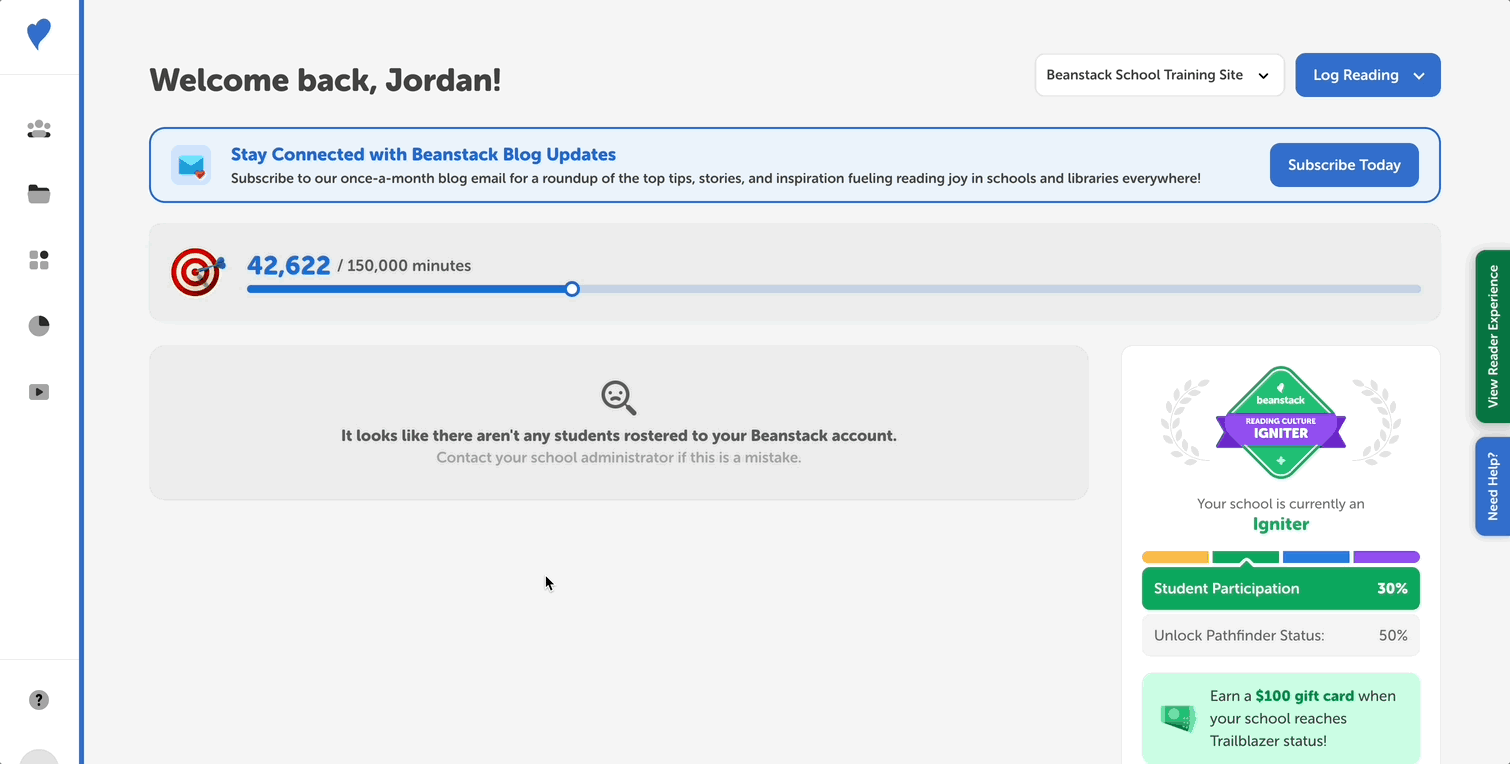 Walking through the Classroom Library Connector features from a teacher account on a school site